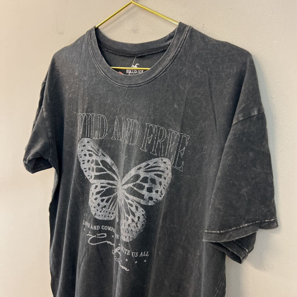 Hollister Grey Wild and Free Short Sleeve Graphic Tee Small