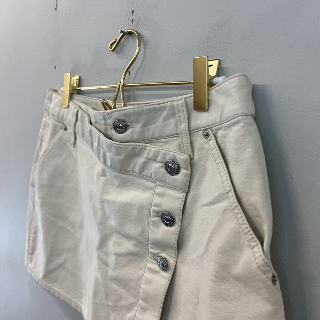 We The Free Cream Leather Wrap Mini Skirt 28