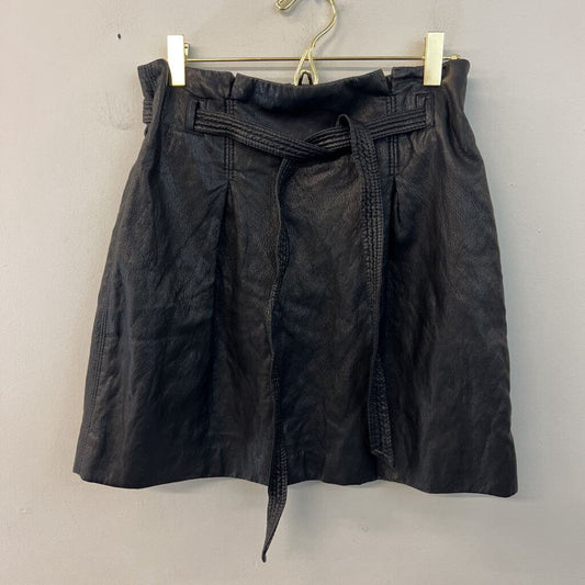 Free People Black Leather Tie Front Skirt 2