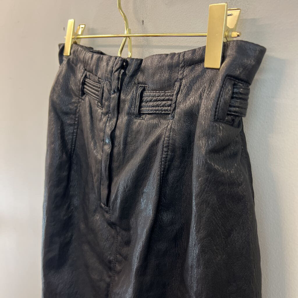 Free People Black Leather Tie Front Skirt 2