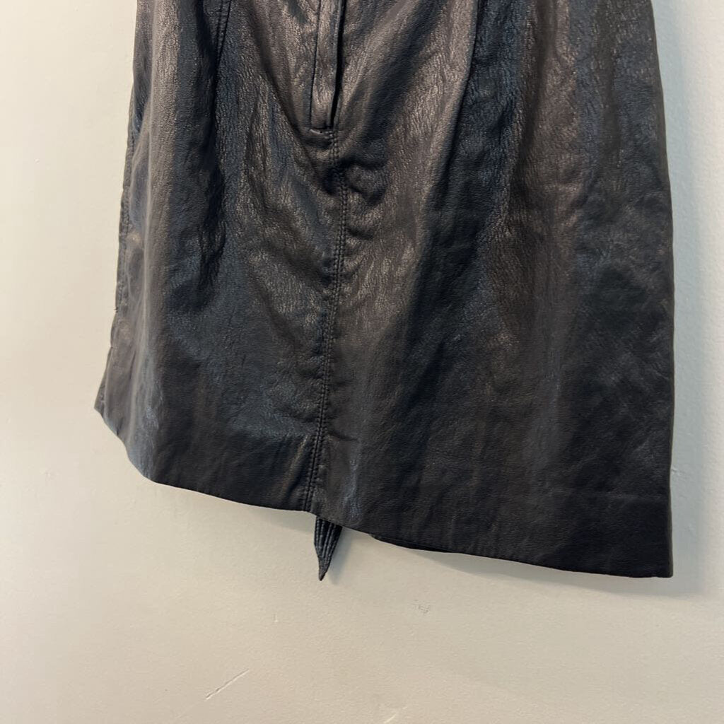 Free People Black Leather Tie Front Skirt 2