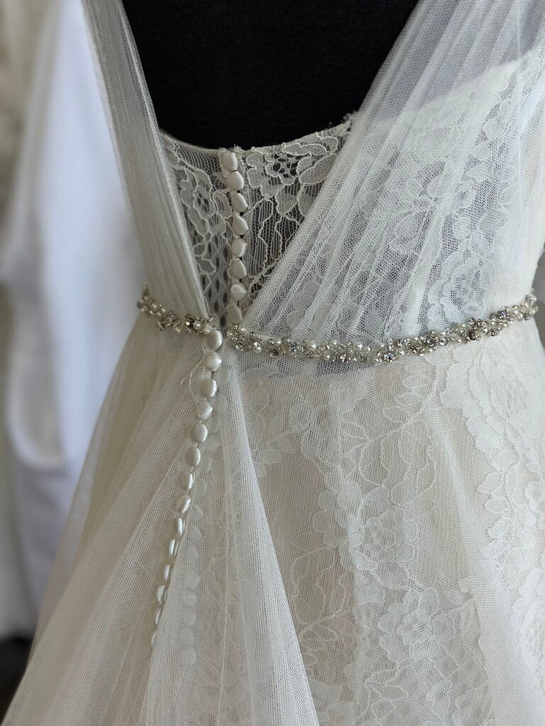 Jasmine Collection Ivory/ Champagne Lace Bridal Gown With Ivory Tulle Overlay 14