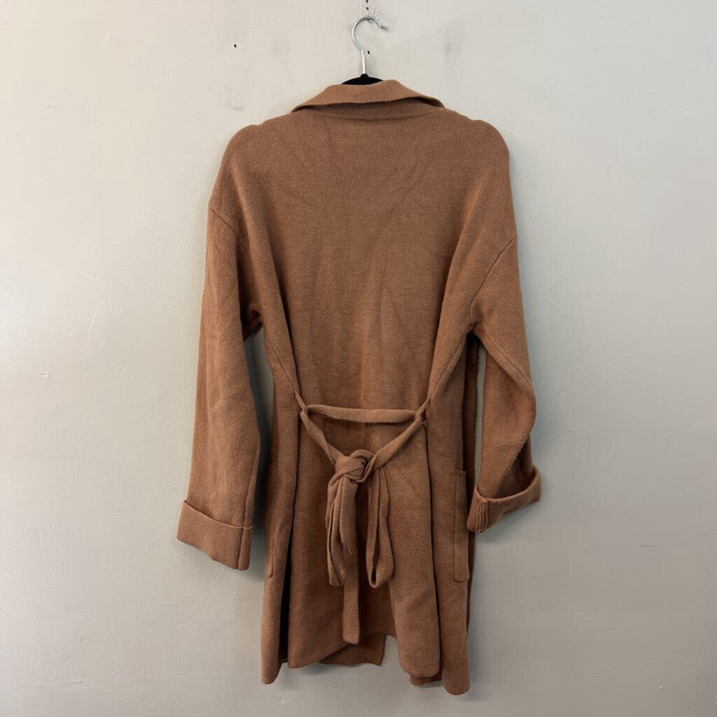 Gilli Brown Knit Long Sleeve Tie Waist Cardigan Sweater Large