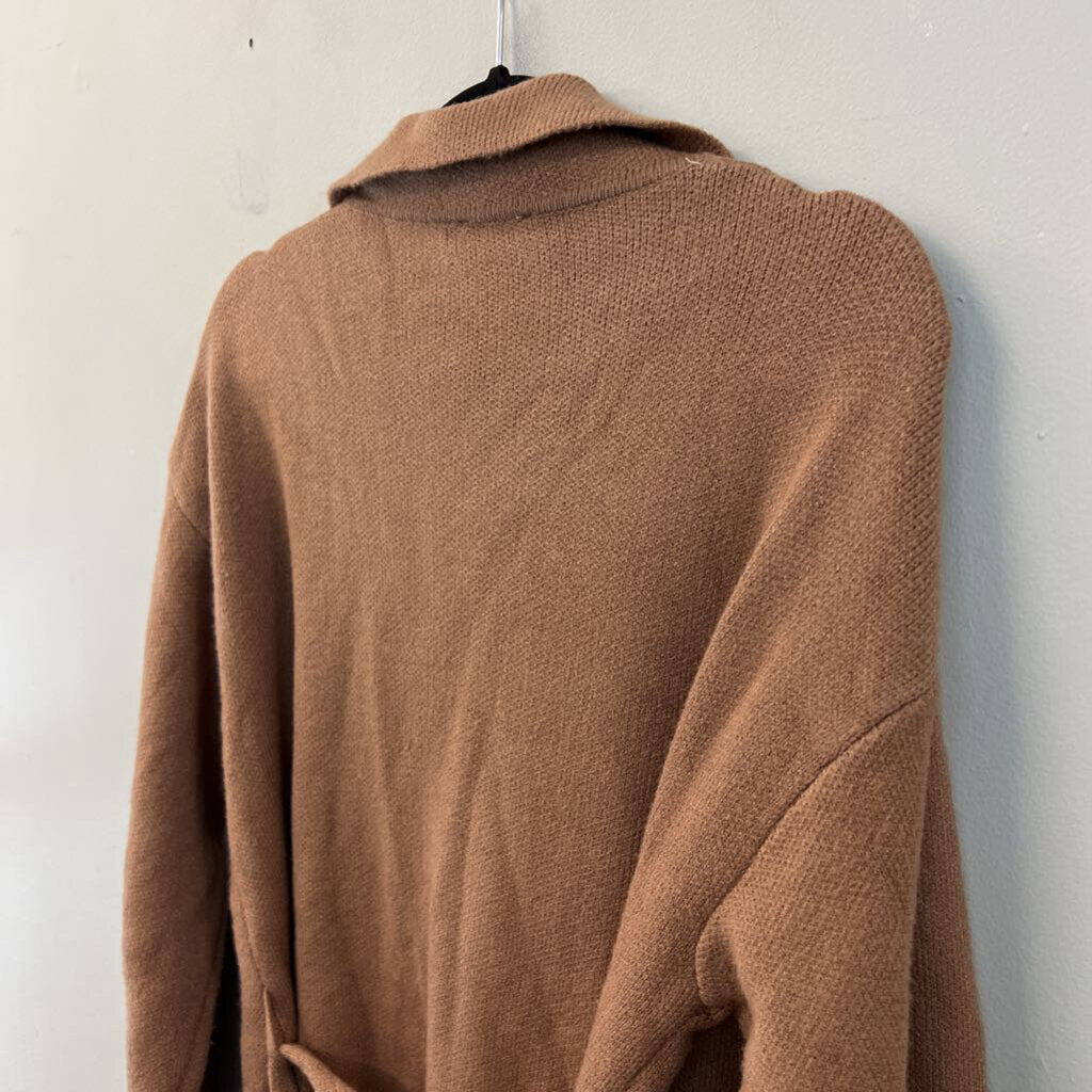 Gilli Brown Knit Long Sleeve Tie Waist Cardigan Sweater Large