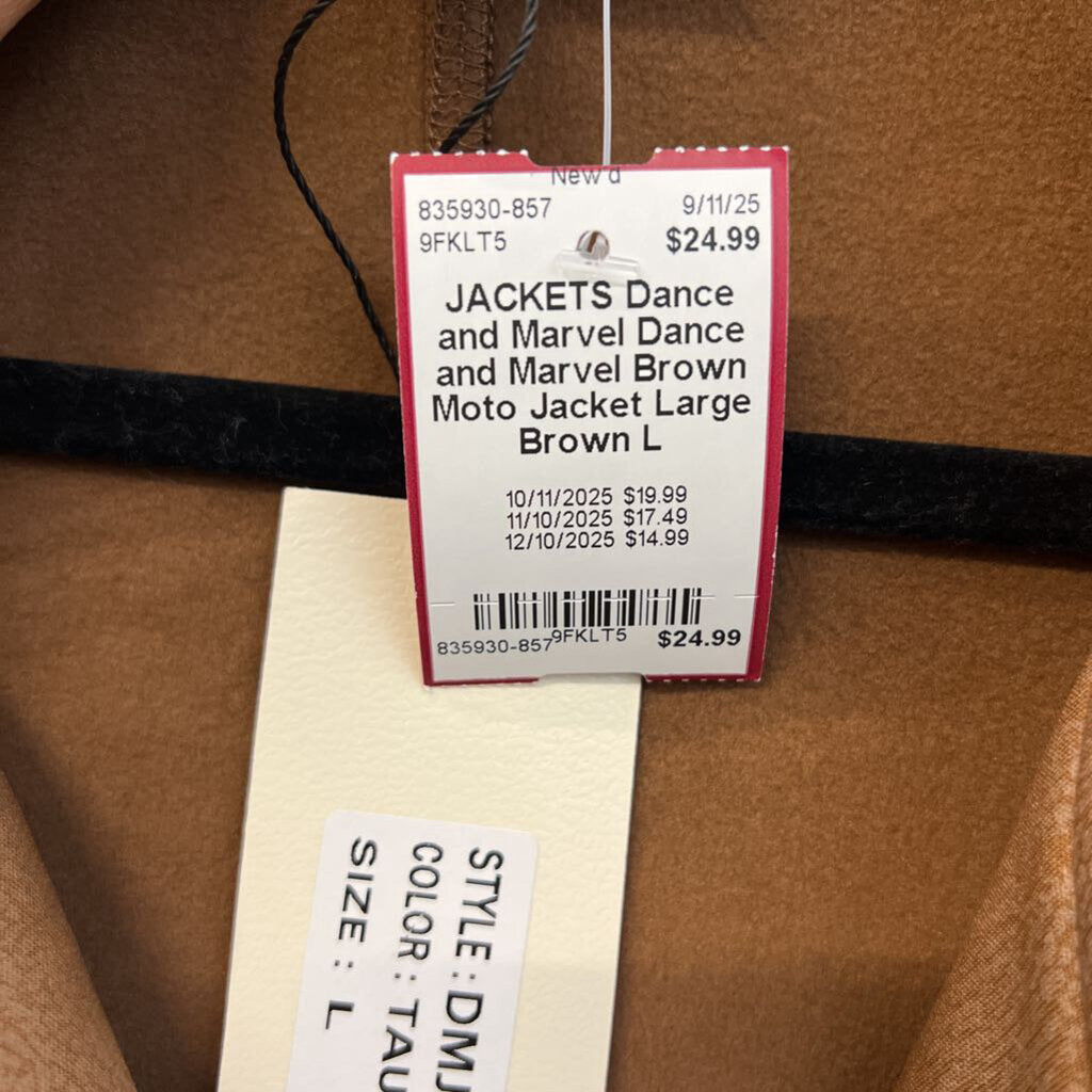 Dance and Marvel Brown Moto Jacket Large