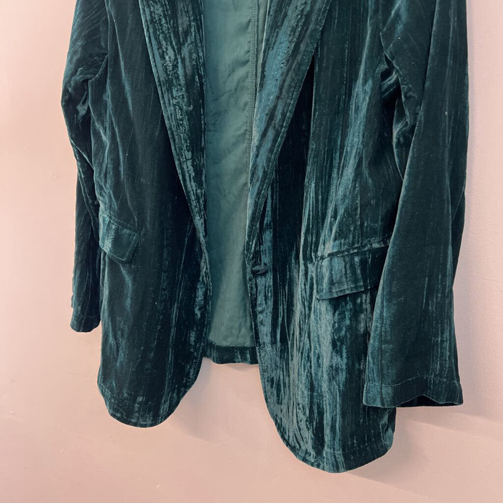 Cozy Co Green Velvet Long Sleeve Button Down Top Large