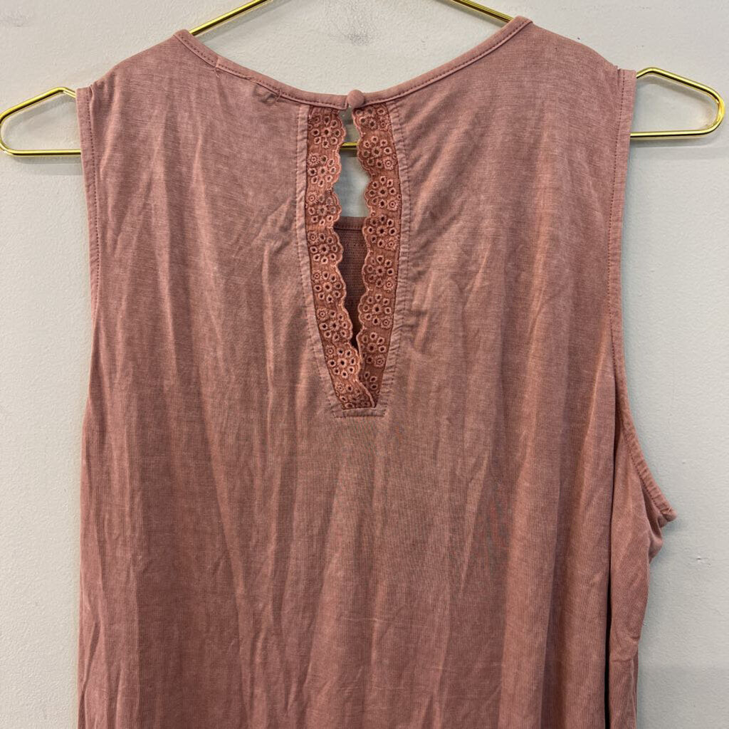 Gimmicks Pink Lace Detail Tank Top Large