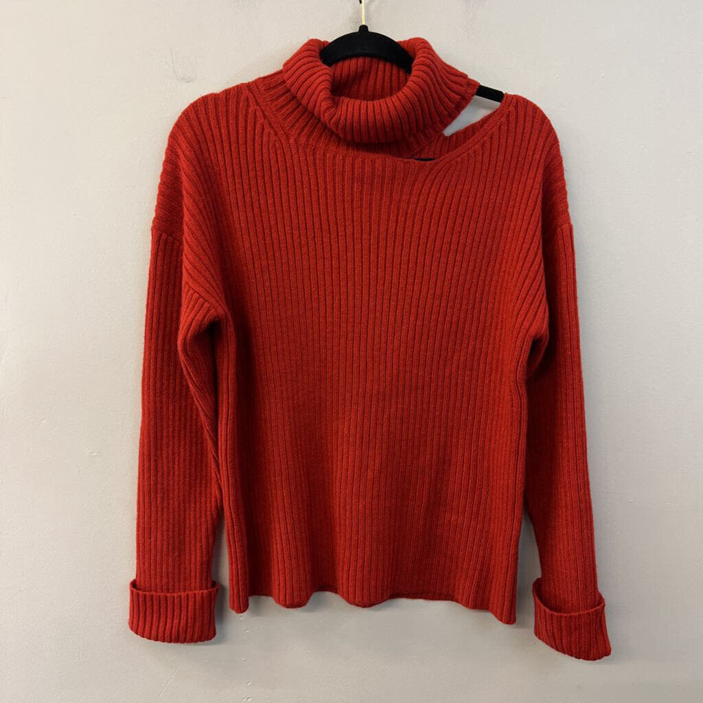 Idem Ditto Red Knit Open Shoulder Turtleneck Sweater Large