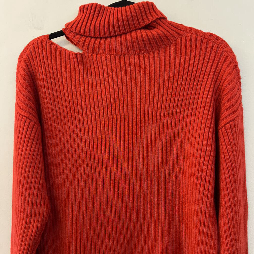 Idem Ditto Red Knit Open Shoulder Turtleneck Sweater Large