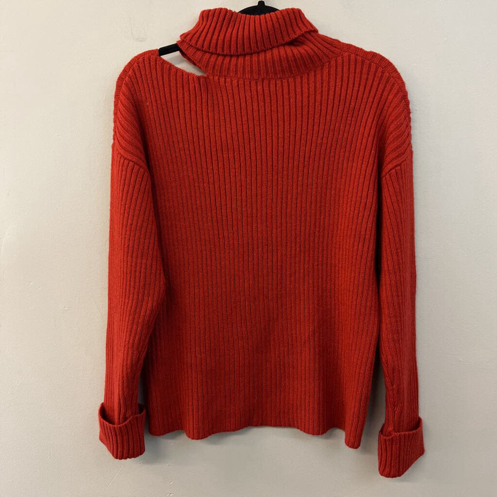 Idem Ditto Red Knit Open Shoulder Turtleneck Sweater Large