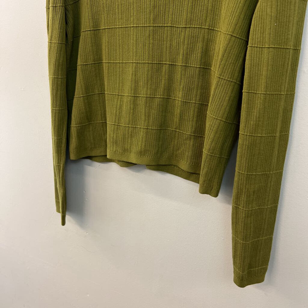 Cabi Green Textured Knit Long Sleeve Button Down Top Medium