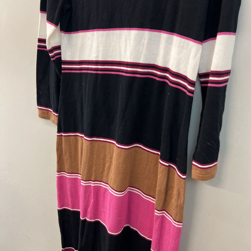 Marble Black/ Purple/ Brown Striped Long Sleeve Maxi Dress Medium