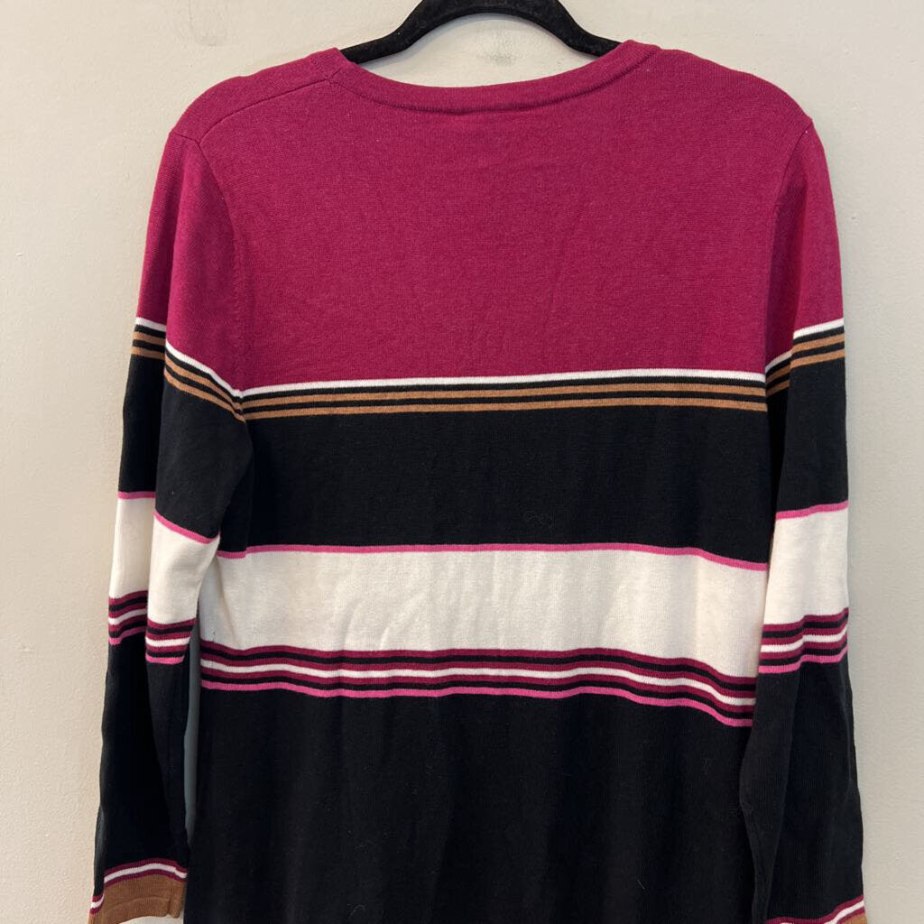 Marble Black/ Purple/ Brown Striped Long Sleeve Maxi Dress Medium