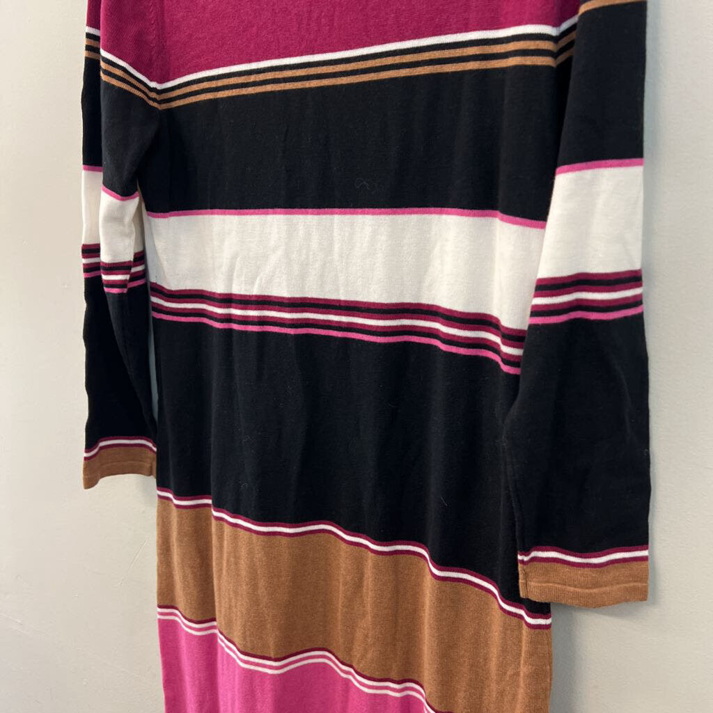 Marble Black/ Purple/ Brown Striped Long Sleeve Maxi Dress Medium