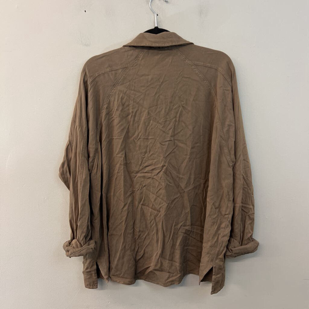 Hem and Thread Olive Long Sleeve Button Down Top Large