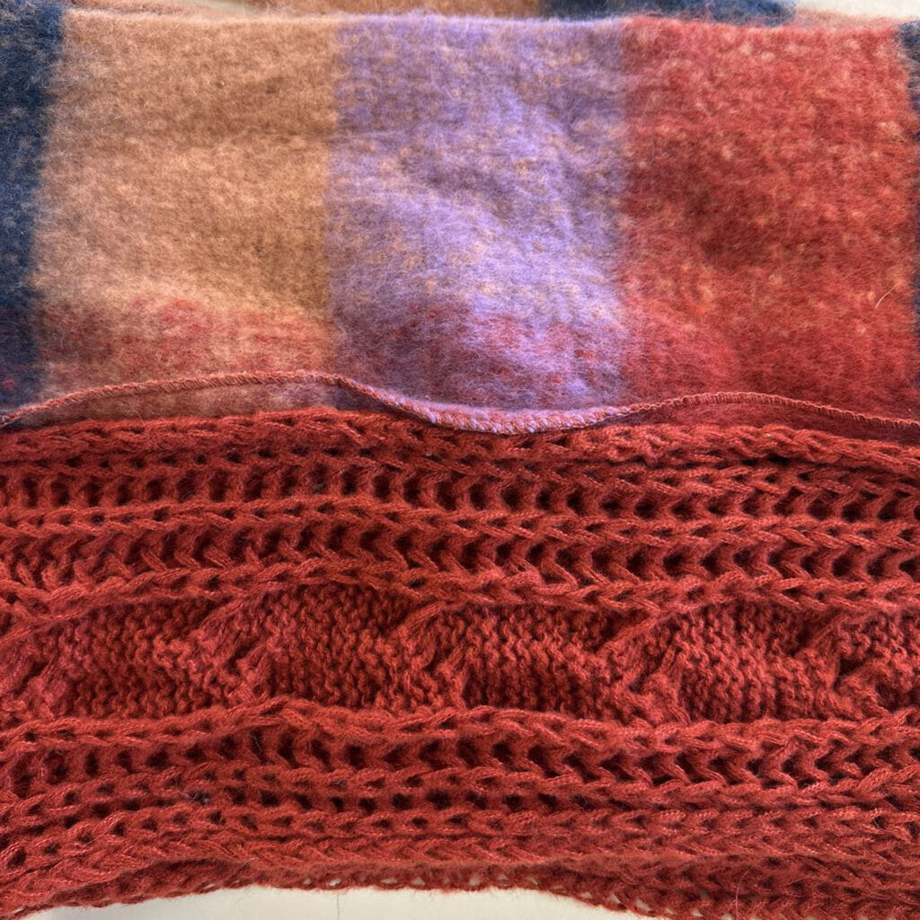 Orange/ Multi Soft Textured Knit Scarf