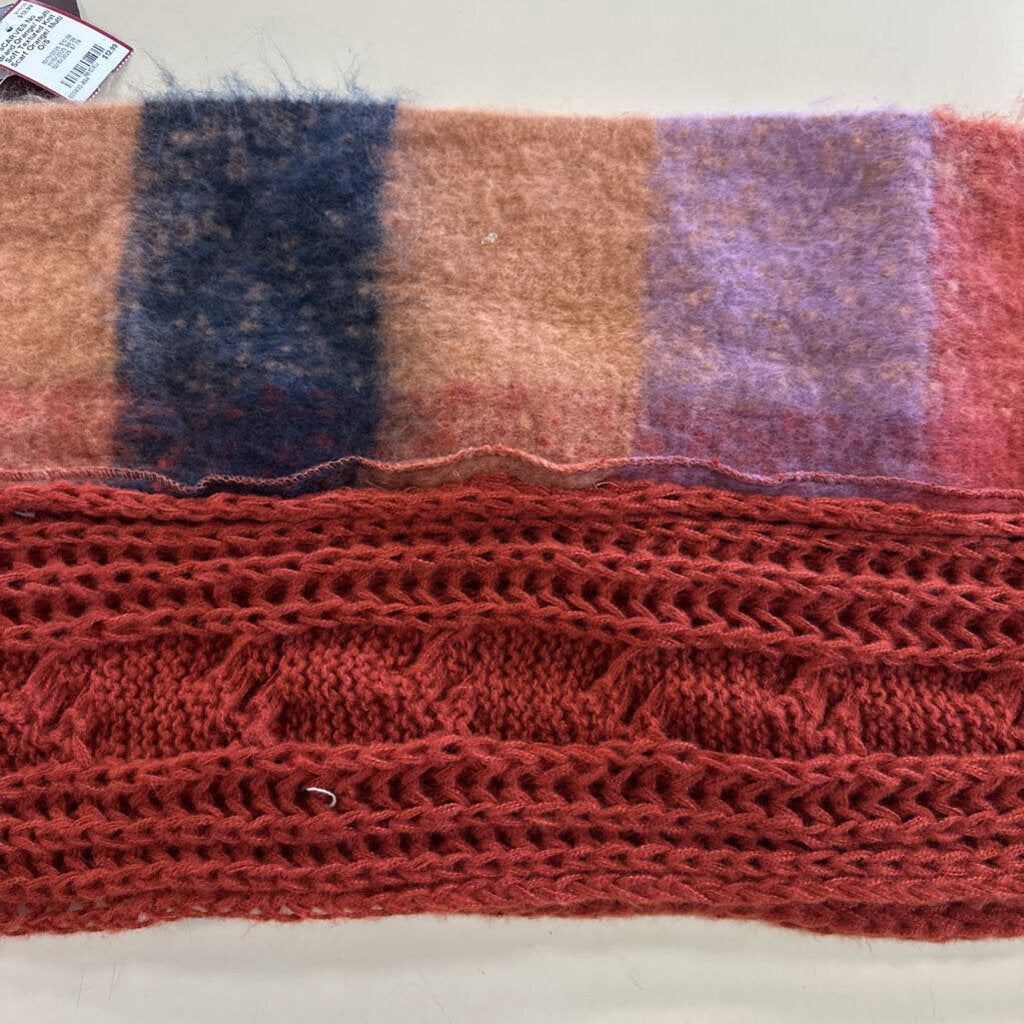 Orange/ Multi Soft Textured Knit Scarf