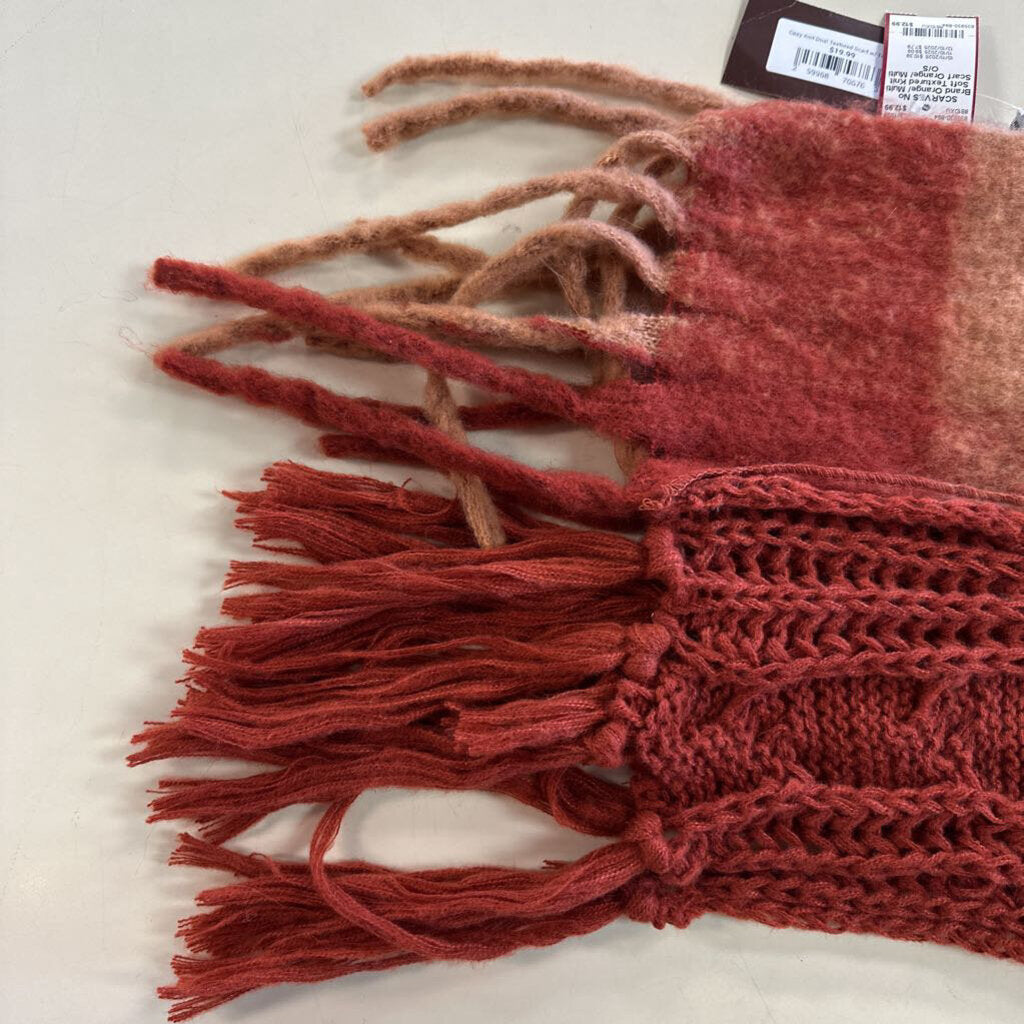 Orange/ Multi Soft Textured Knit Scarf