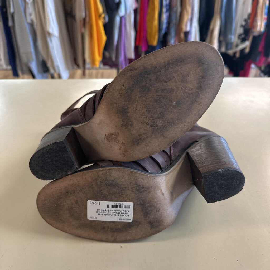Free People Brown Hybrid Heel Ankle Boots 41