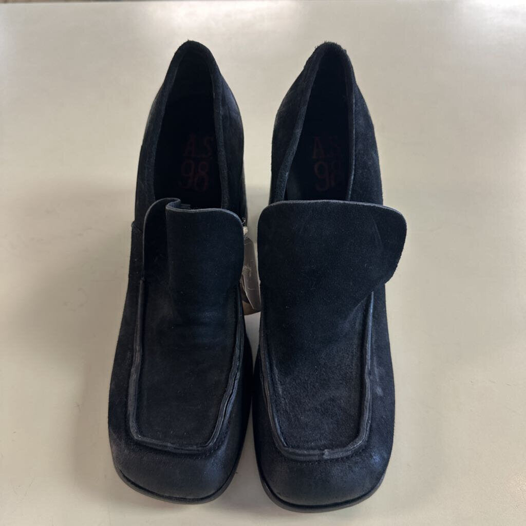A.S. 98 Black Suede Heeled Shoes 38
