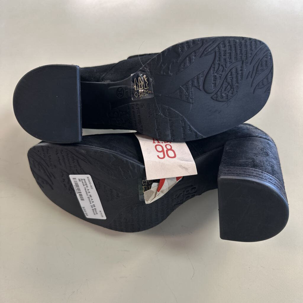 A.S. 98 Black Suede Heeled Shoes 38