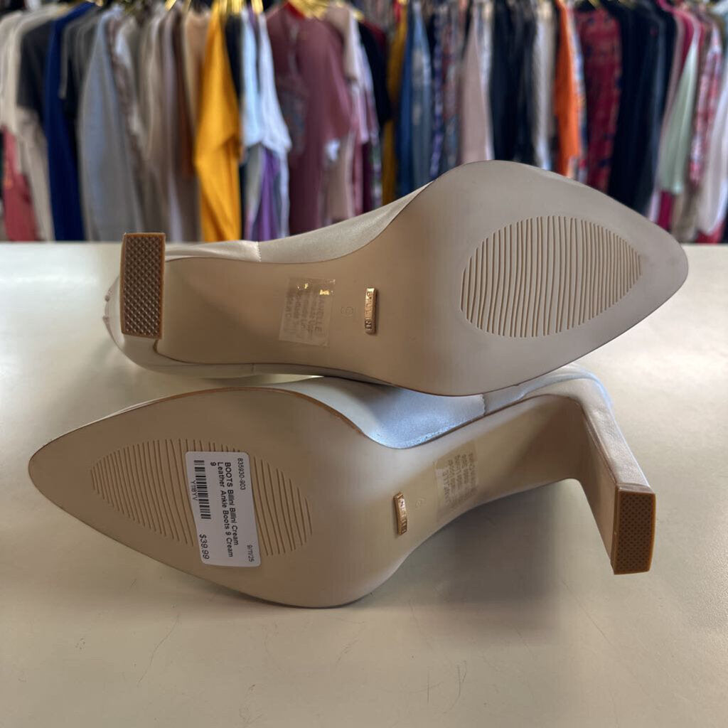 Billini Cream Leather Ankle Boots 9