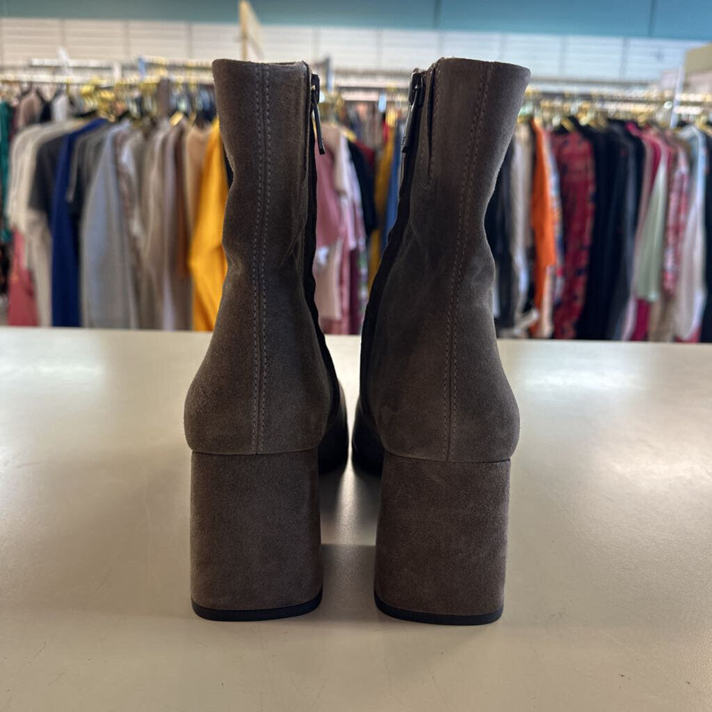 Sam Edelman Grey Suede Square Toe Ankle Boots 9