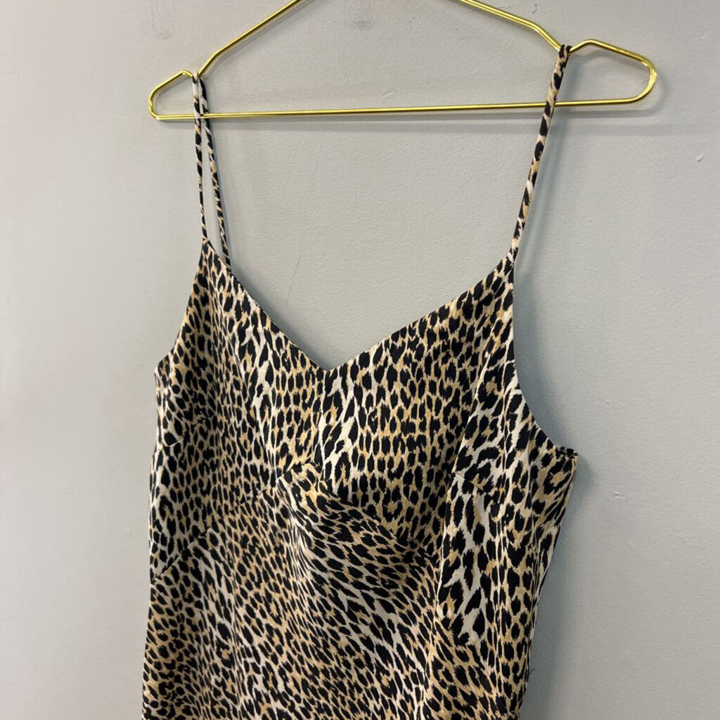 Levi Brown/ Black Leopard Print Silky Maxi Dress Medium