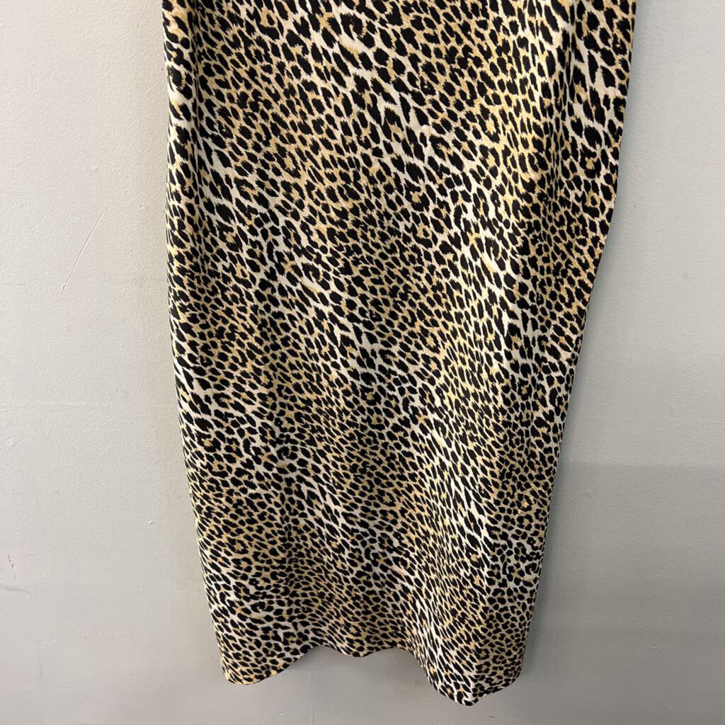 Levi Brown/ Black Leopard Print Silky Maxi Dress Medium