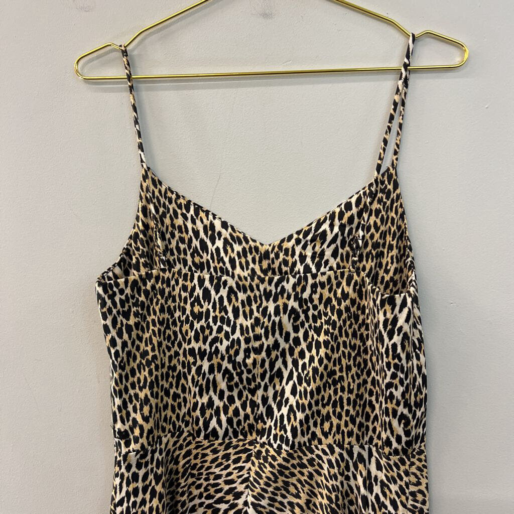 Levi Brown/ Black Leopard Print Silky Maxi Dress Medium