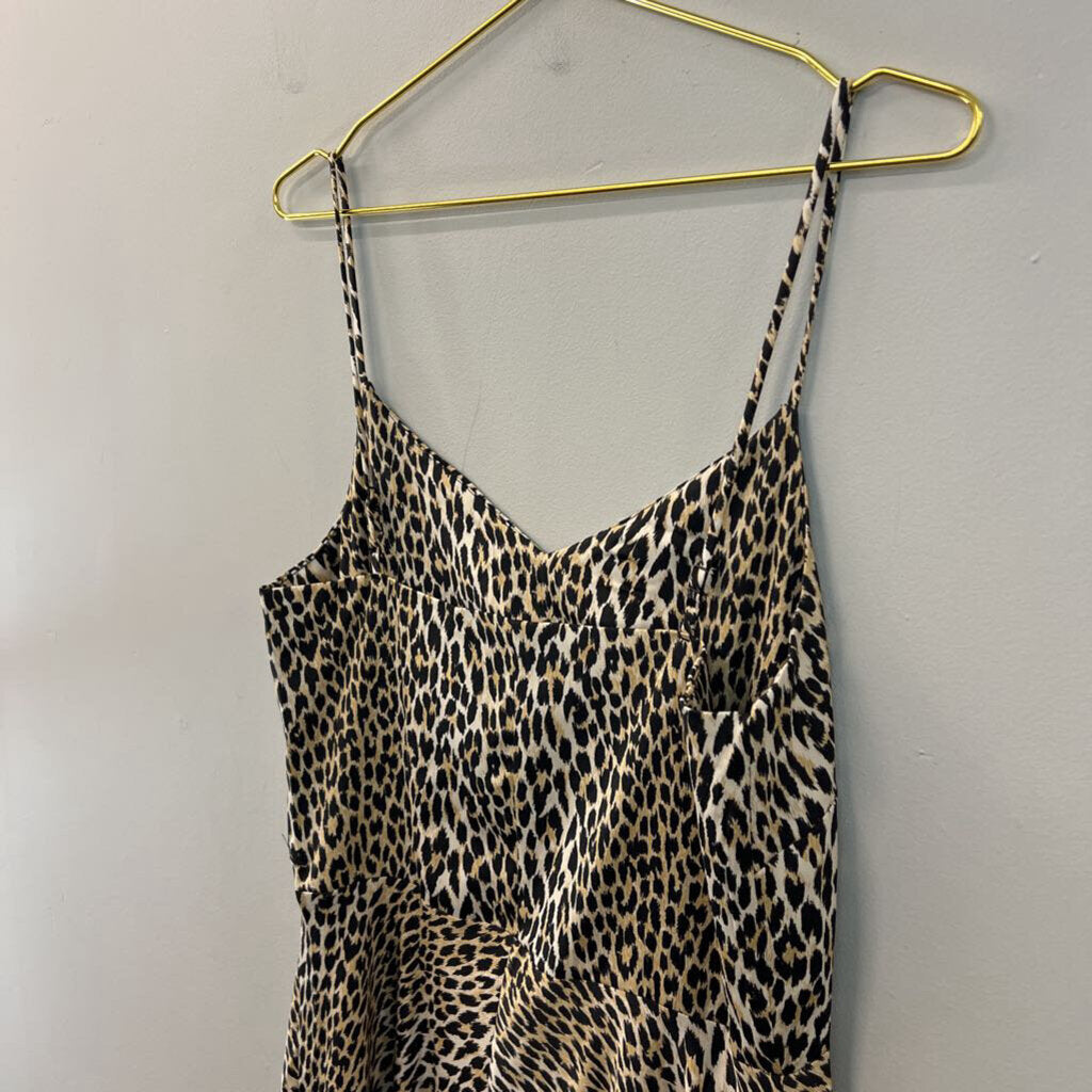 Levi Brown/ Black Leopard Print Silky Maxi Dress Medium