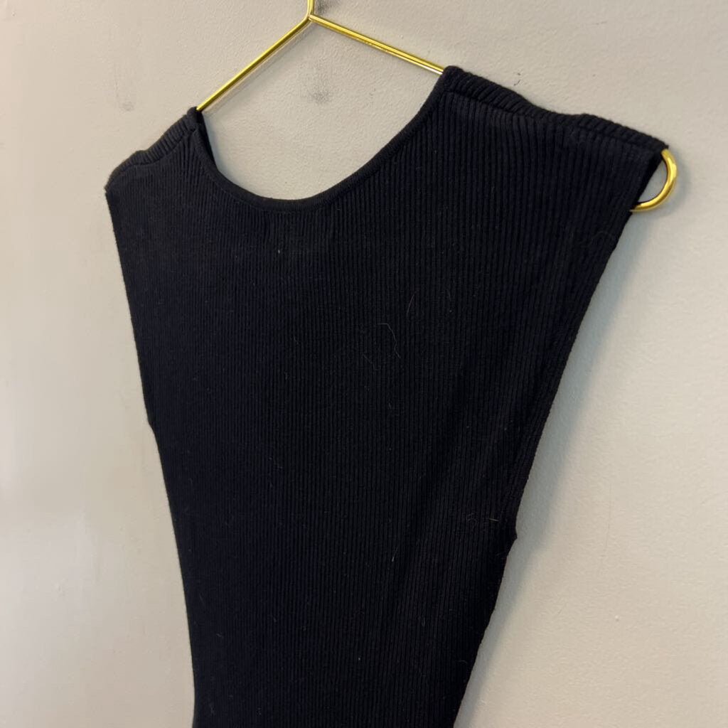 House of Harlow Black Ribbed Cut Out Front Tank Dress Medium