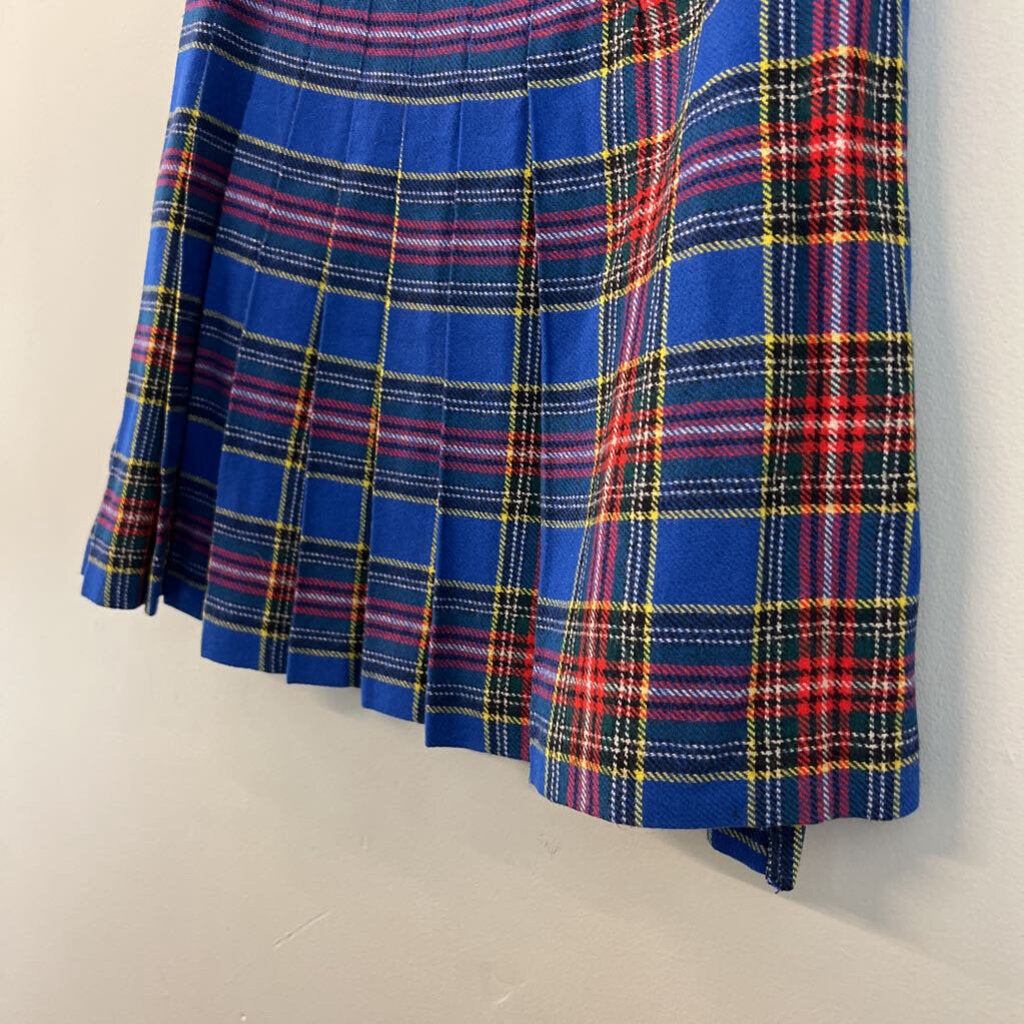 Joanna Barakett Blue/ Multi Plaid Wrap Skirt Medium