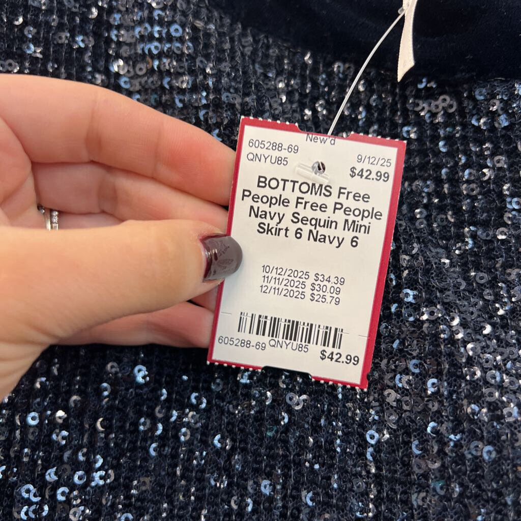 Free People Navy Sequin Mini Skirt 6