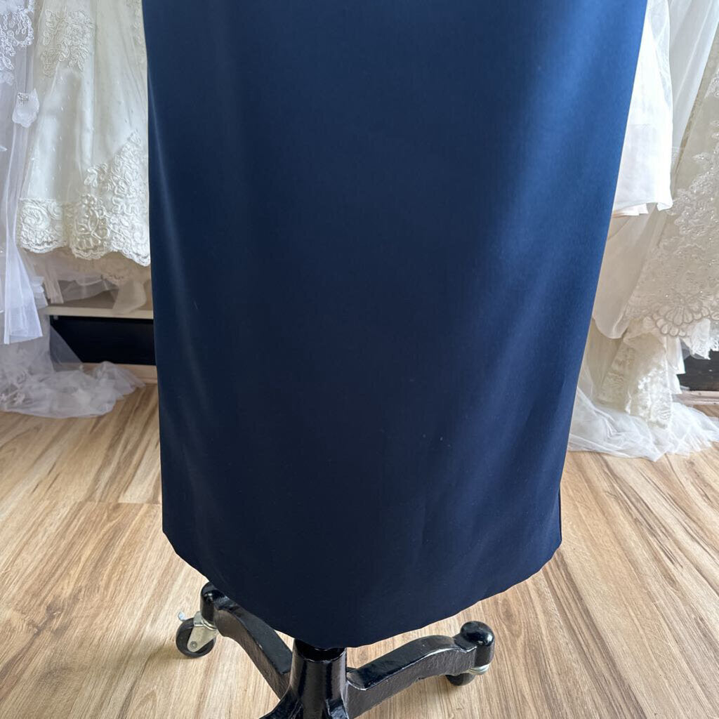 Ever Beauty Navy Embroidered Jacket 2 Piece Long Formal Dress 10 Petite
