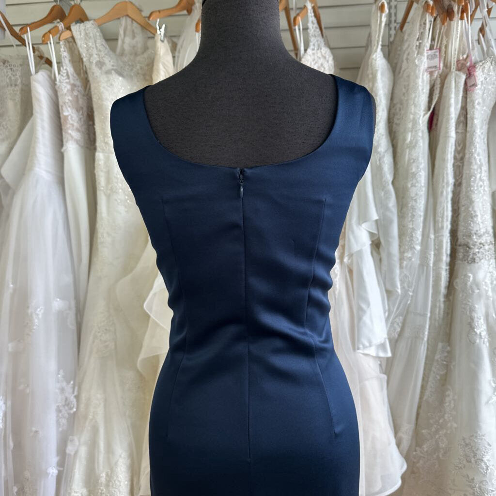 Ever Beauty Navy Embroidered Jacket 2 Piece Long Formal Dress 10 Petite
