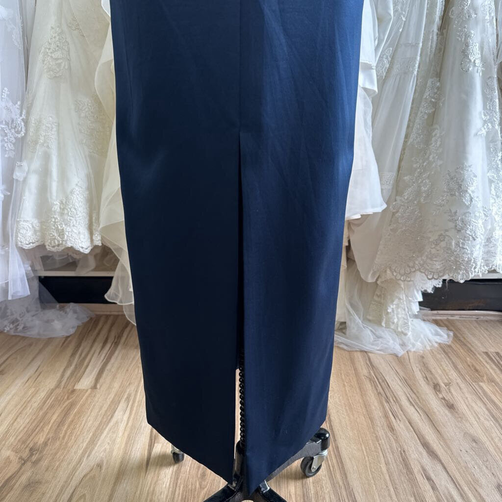 Ever Beauty Navy Embroidered Jacket 2 Piece Long Formal Dress 10 Petite
