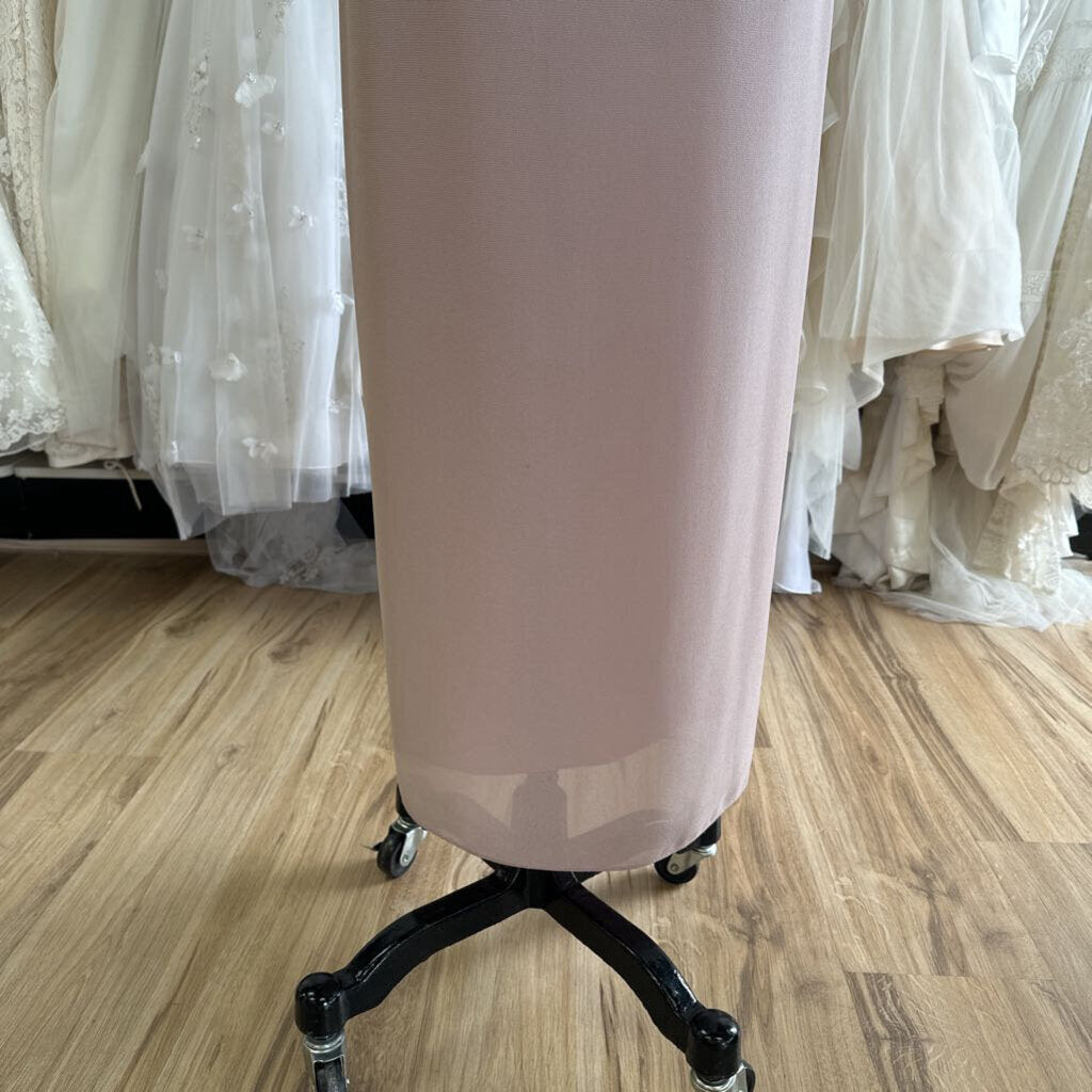 Patra Blush Pearl Detail Short Sleeve Long Formal Dress 10
