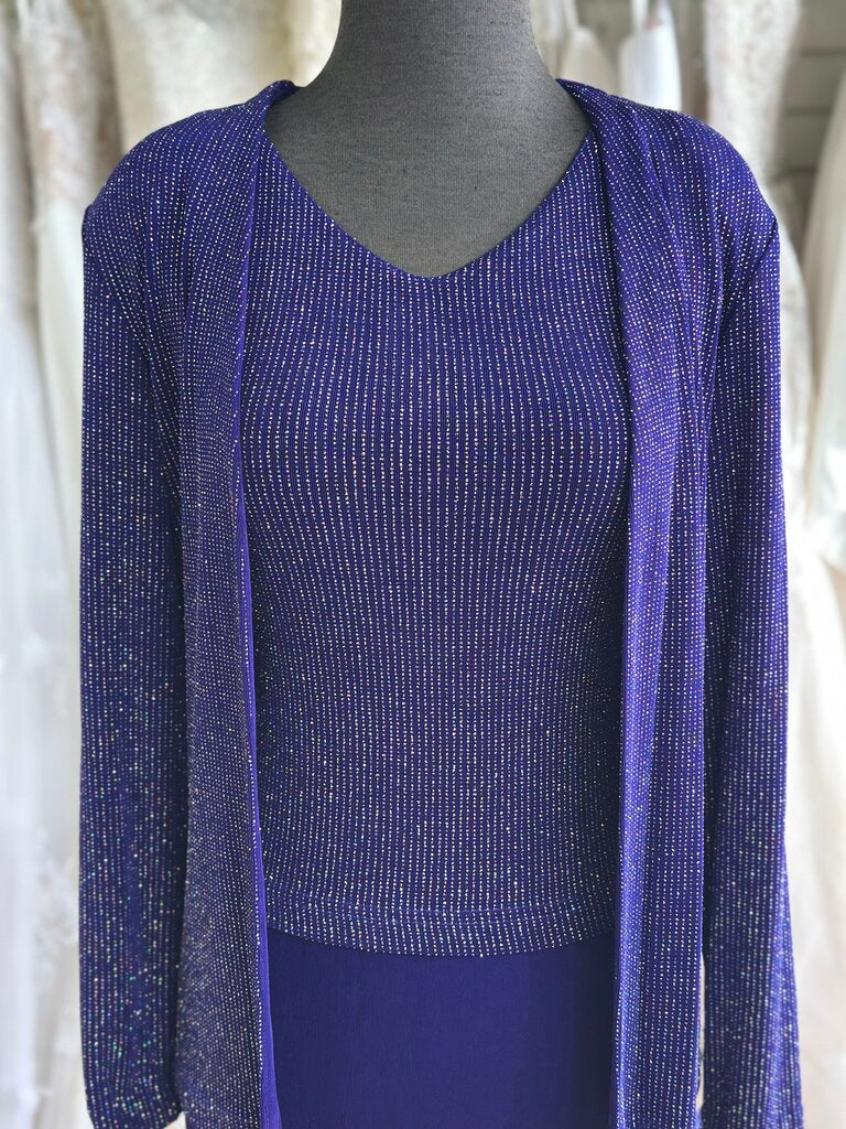 Ronni Nicole Purple/ Silver Shimmer Sparkle Top/ Jacket Long Formal Dress 10