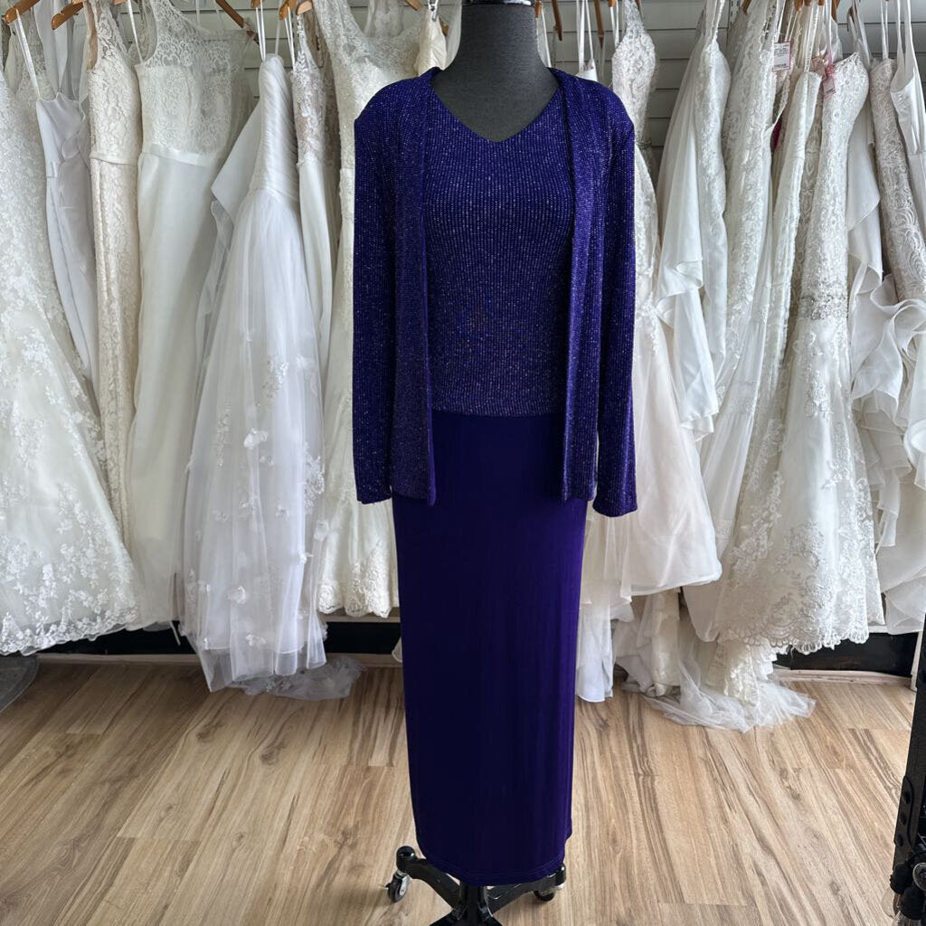 Ronni Nicole Purple/ Silver Shimmer Sparkle Top/ Jacket Long Formal Dress 10