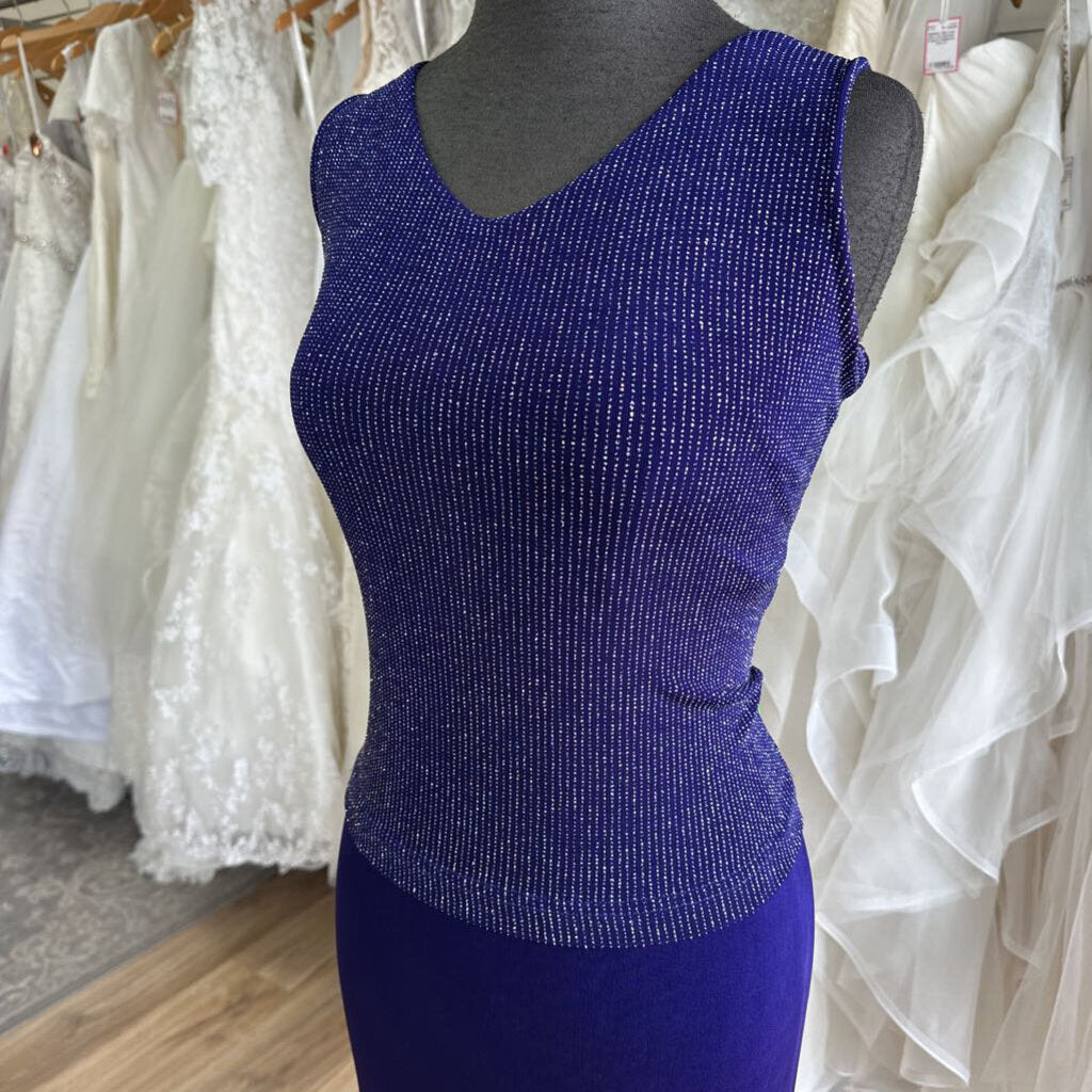 Ronni Nicole Purple/ Silver Shimmer Sparkle Top/ Jacket Long Formal Dress 10