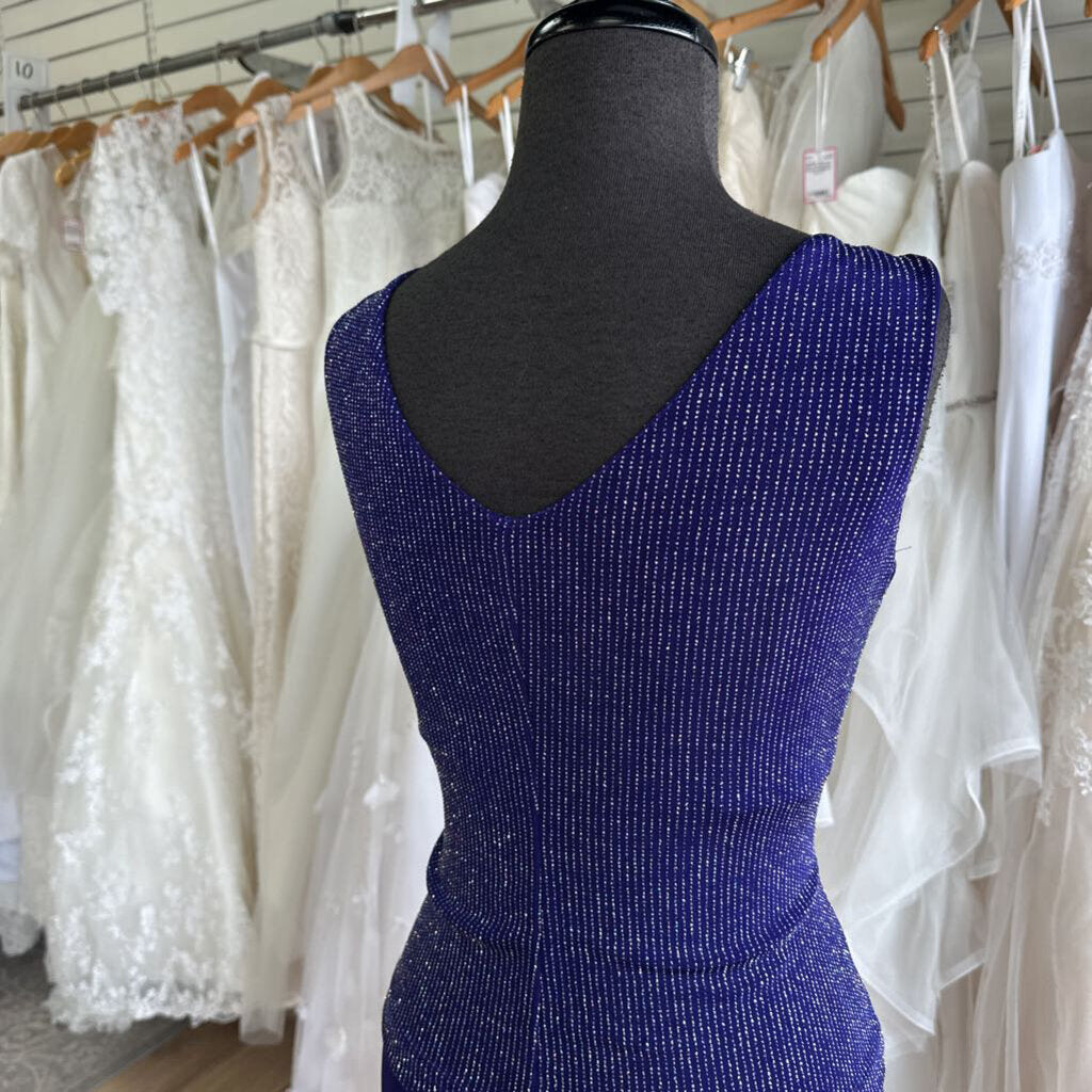 Ronni Nicole Purple/ Silver Shimmer Sparkle Top/ Jacket Long Formal Dress 10