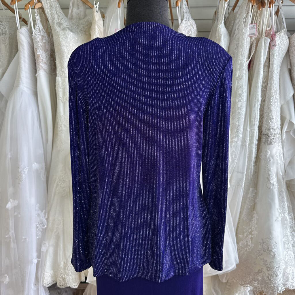 Ronni Nicole Purple/ Silver Shimmer Sparkle Top/ Jacket Long Formal Dress 10