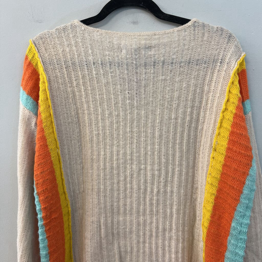 Dokotoo Beige/ Multi Striped Detail Knit Long Sleeve Top Large