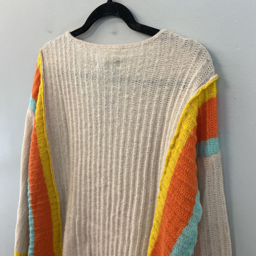 Dokotoo Beige/ Multi Striped Detail Knit Long Sleeve Top Large