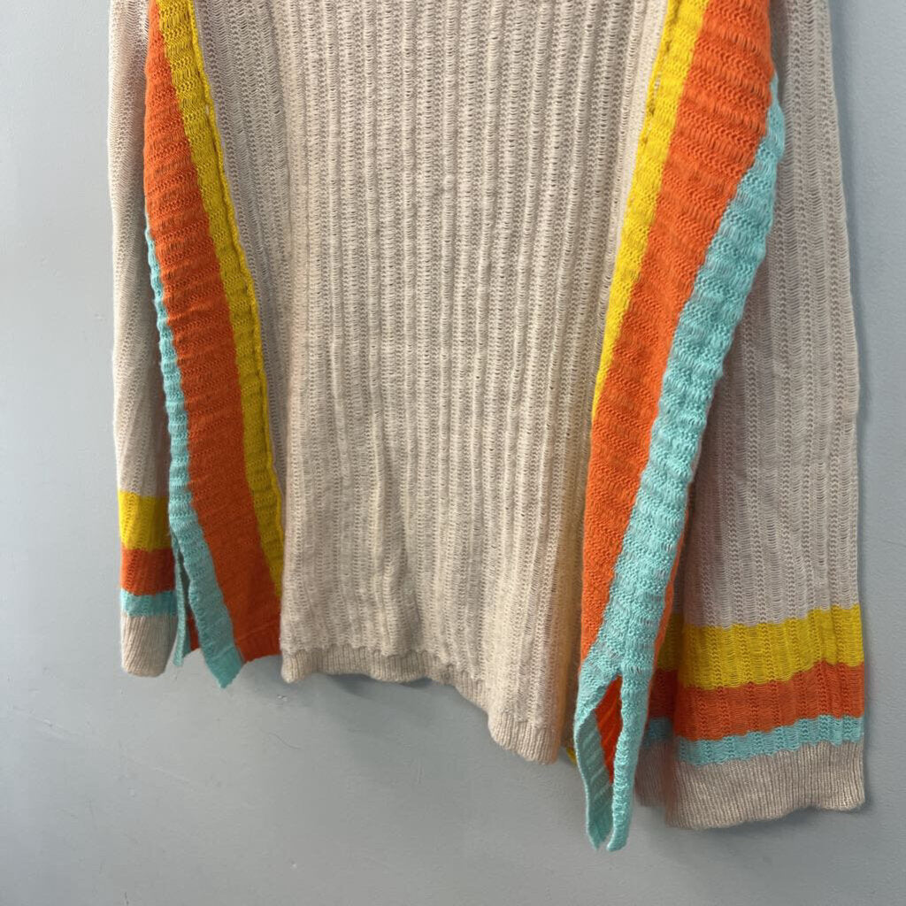 Dokotoo Beige/ Multi Striped Detail Knit Long Sleeve Top Large