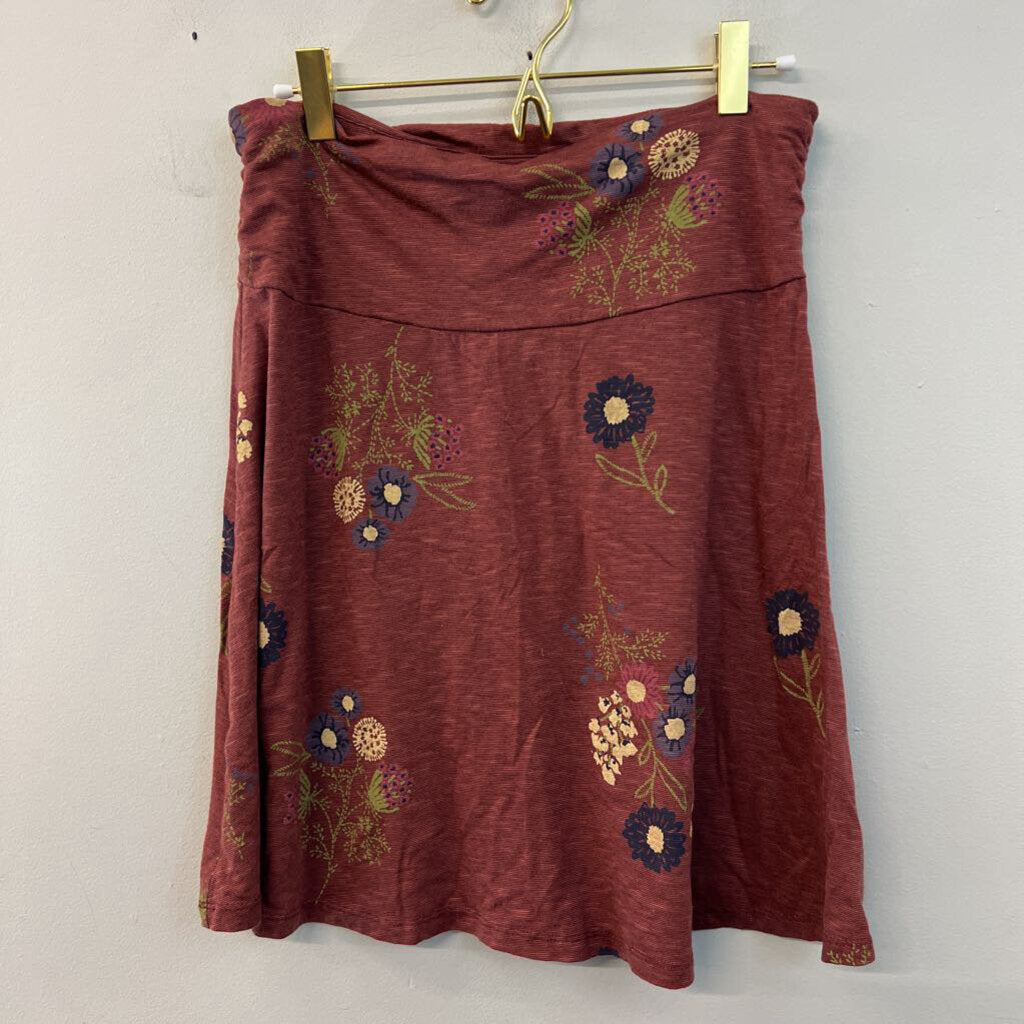 Toad and Co Red/ Multi Flower Print Skirt Small