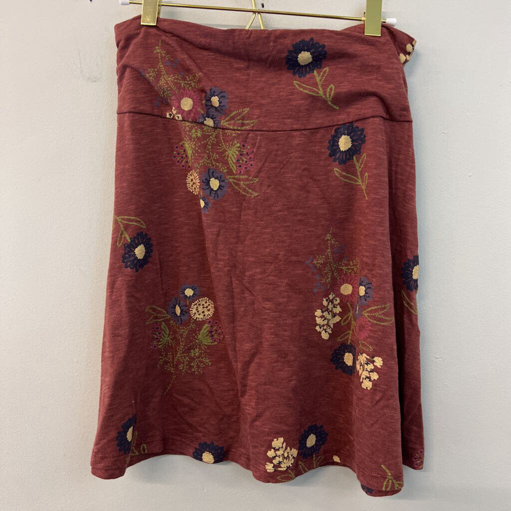 Toad and Co Red/ Multi Flower Print Skirt Small