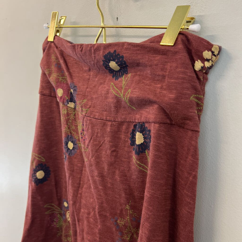 Toad and Co Red/ Multi Flower Print Skirt Small