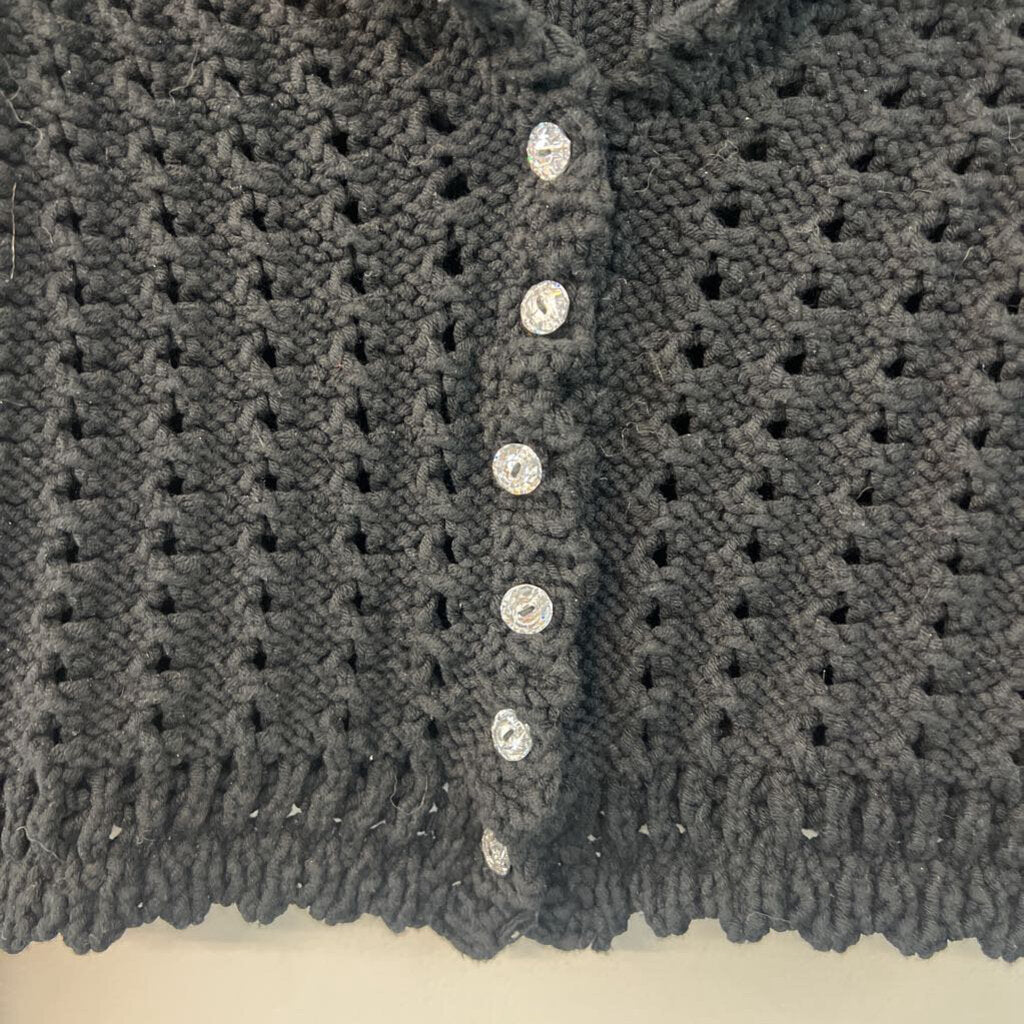 Charlotte Tarantola Black Knit Cropped Cardigan Sweater Small